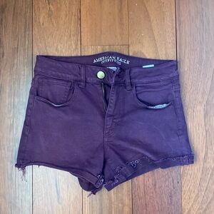 American Eagle Maroon Super Stretch Hi-Rise Shortie shorts